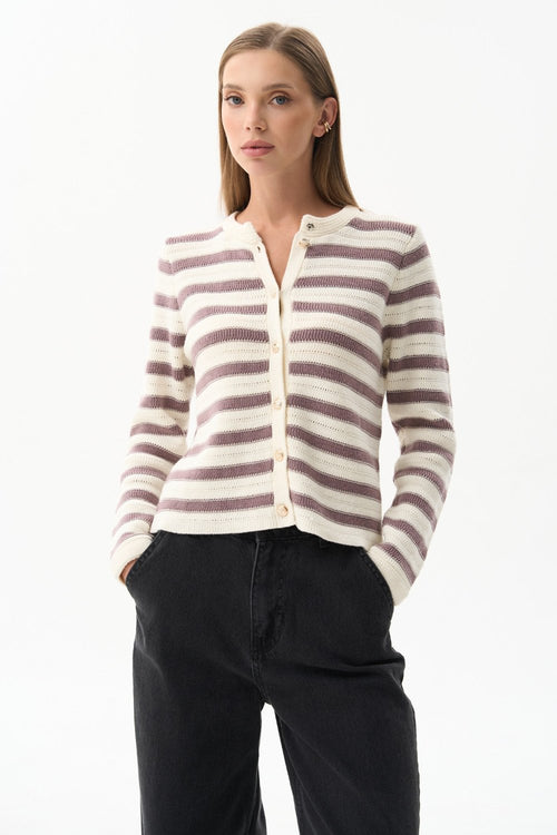 Striped cardigan in color milk - SOLMAR