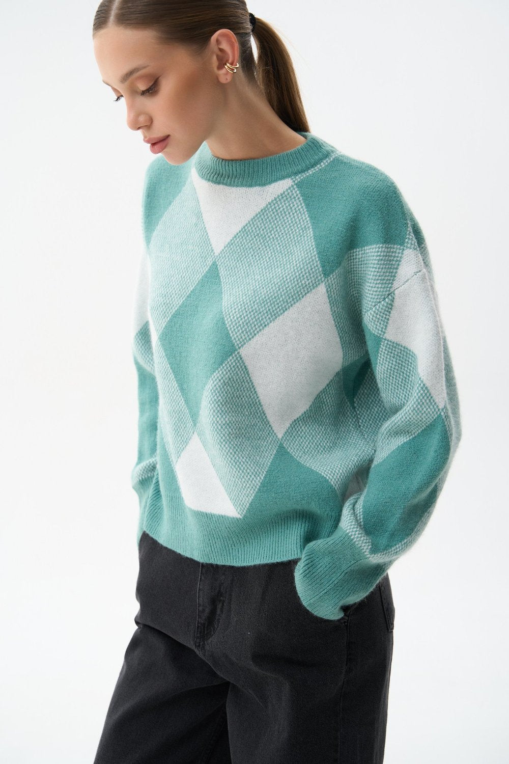 Green diamond sweater