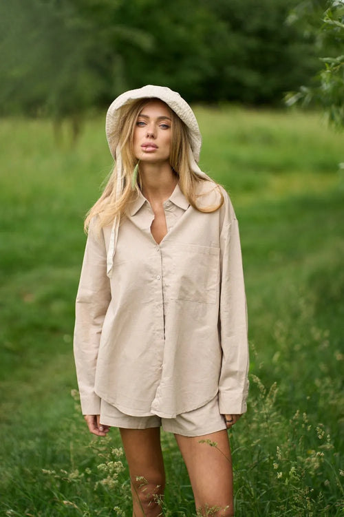 Beige Linen Blend Shirt - SOLMAR