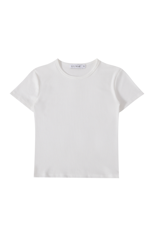 Milk Cream Ribbed Crop T-shirt