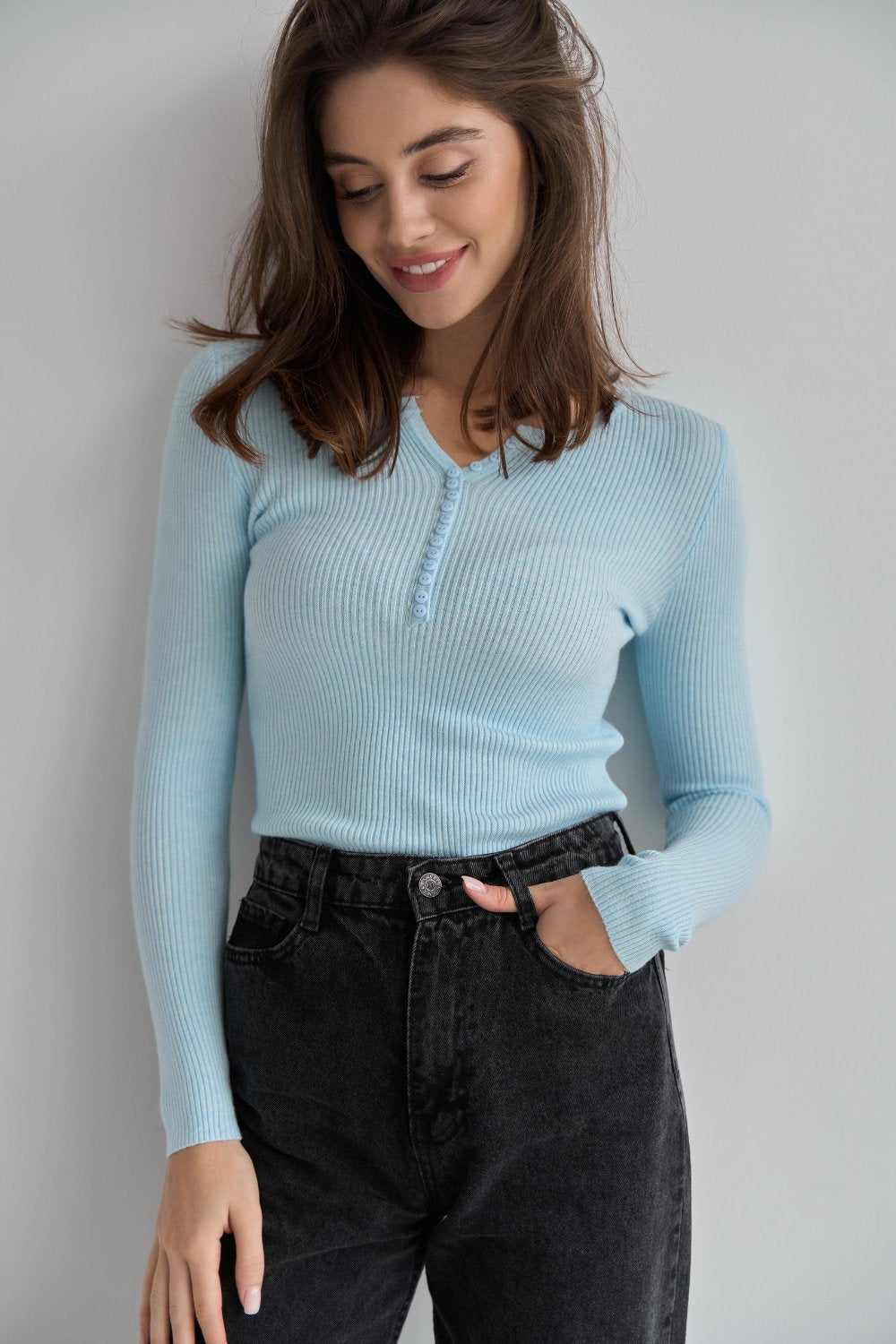 Blue Sweater with Buttons