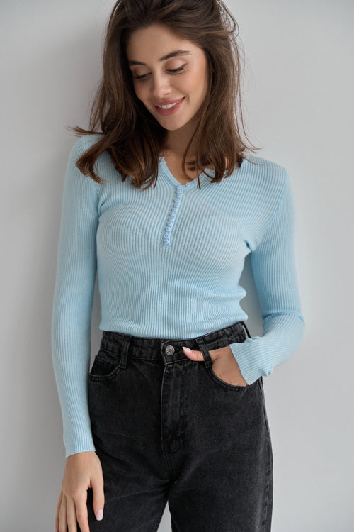 Blue Sweater with Buttons - SOLMAR