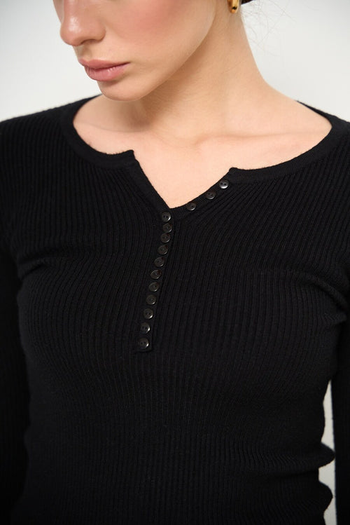 Black Sweater with Buttons - SOLMAR