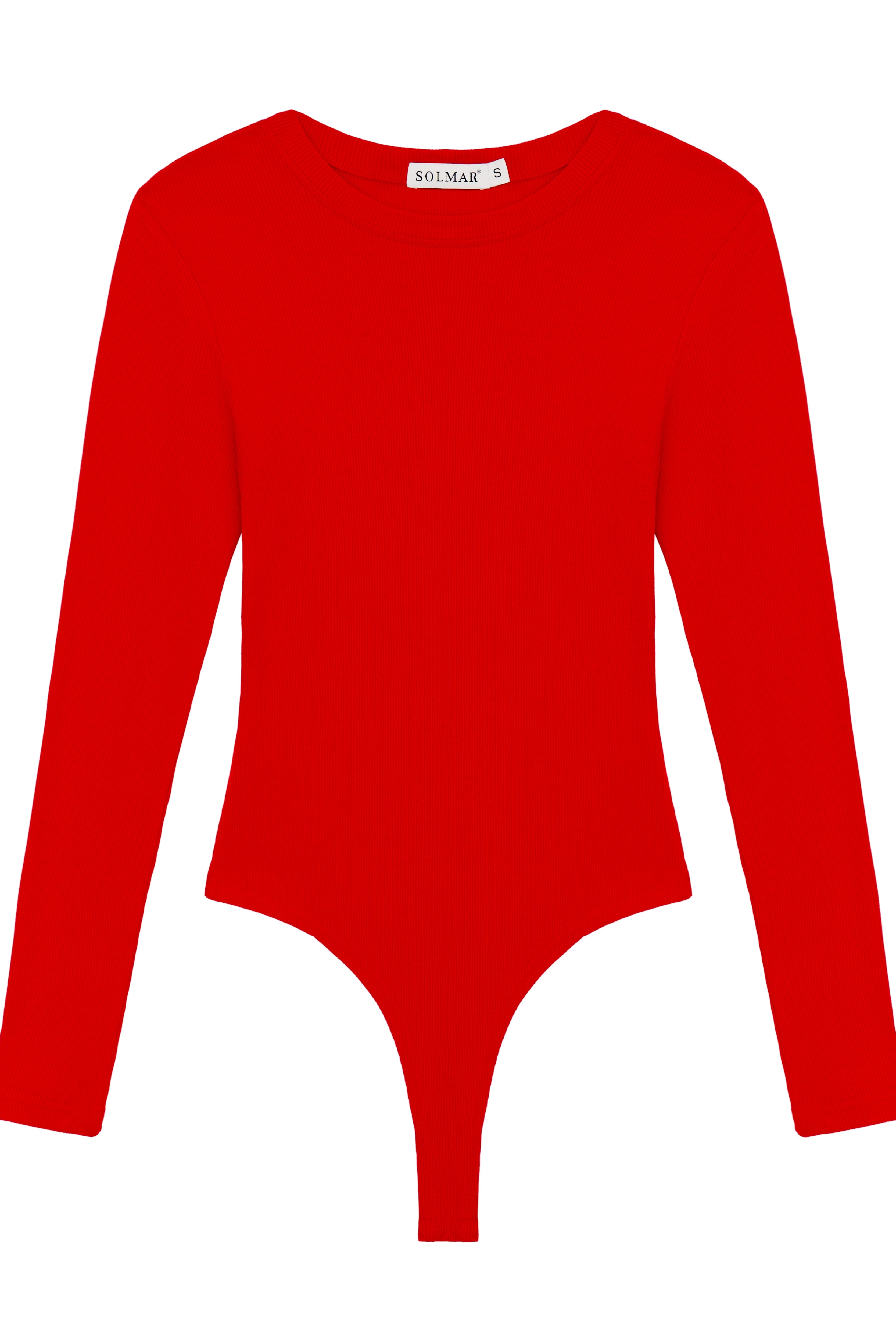 Red Basic Long Sleeve Bodysuit
