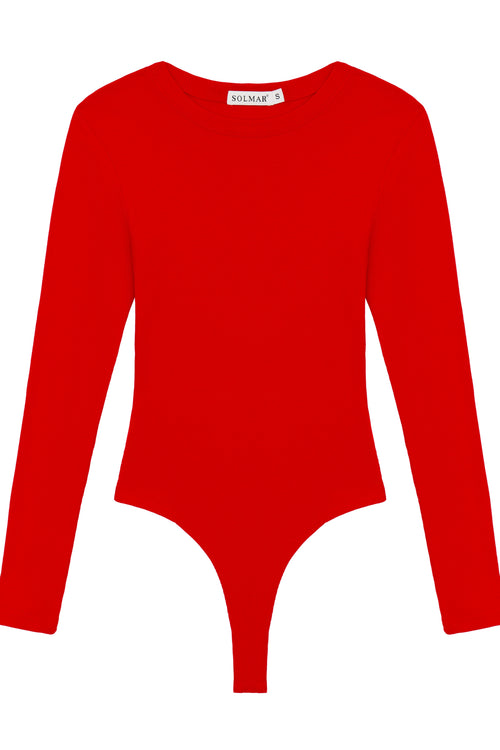 Red Basic Long Sleeve Bodysuit