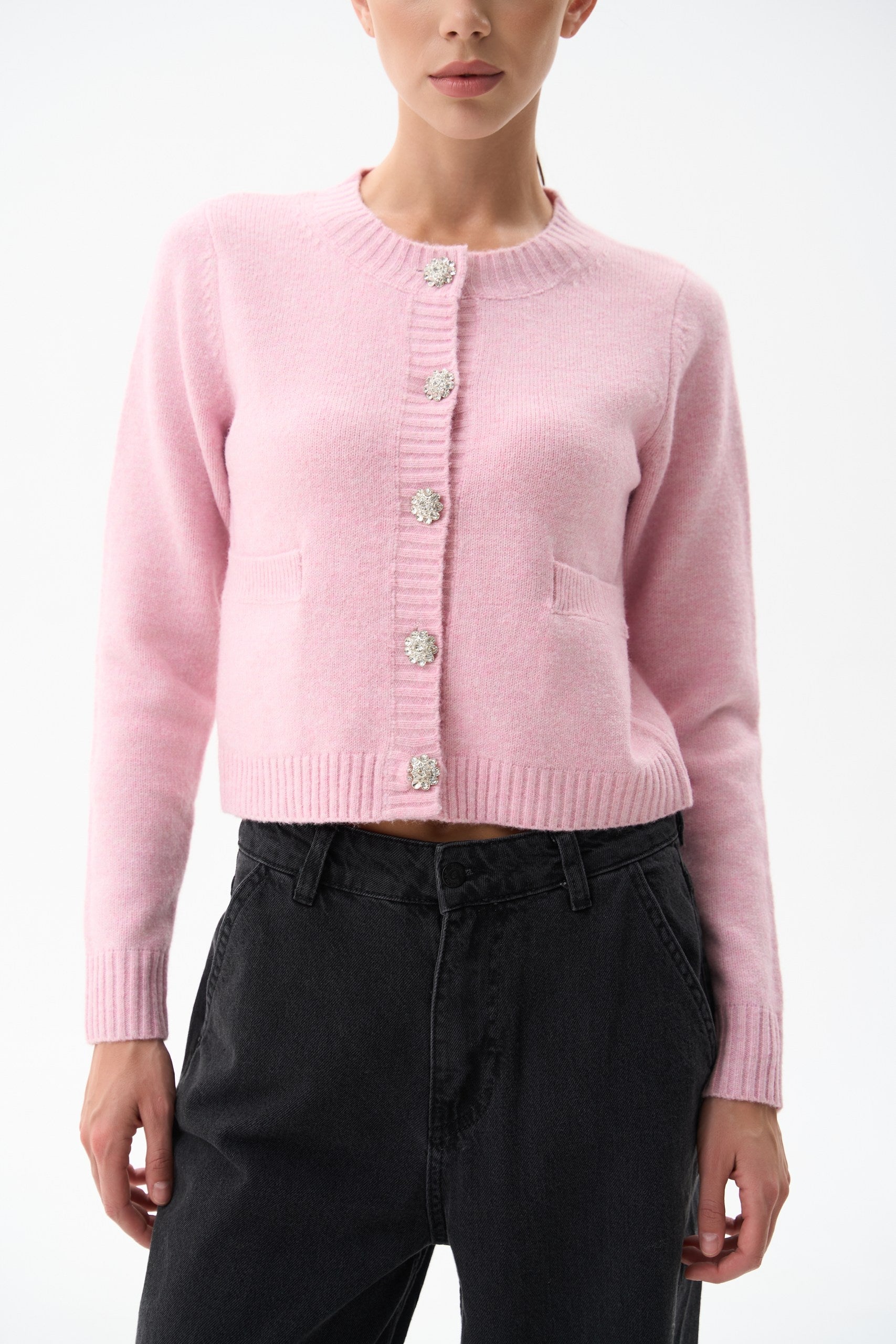 Woolen cardigan in color pink - SOLMAR