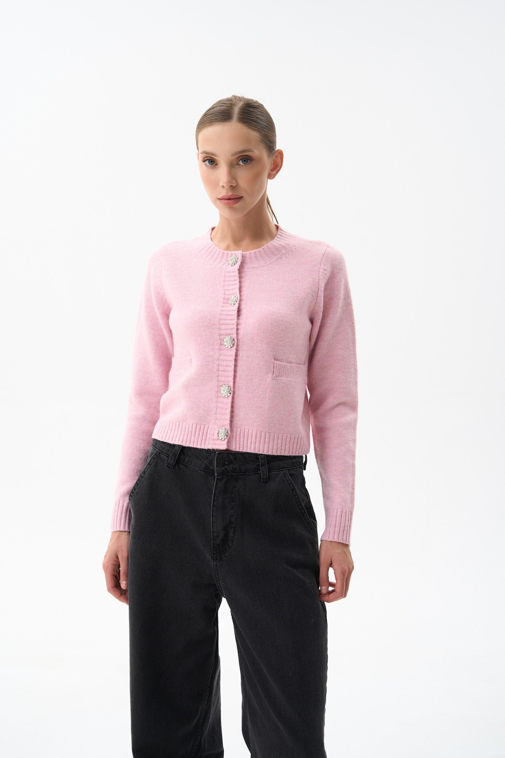 Woolen cardigan in color pink - SOLMAR