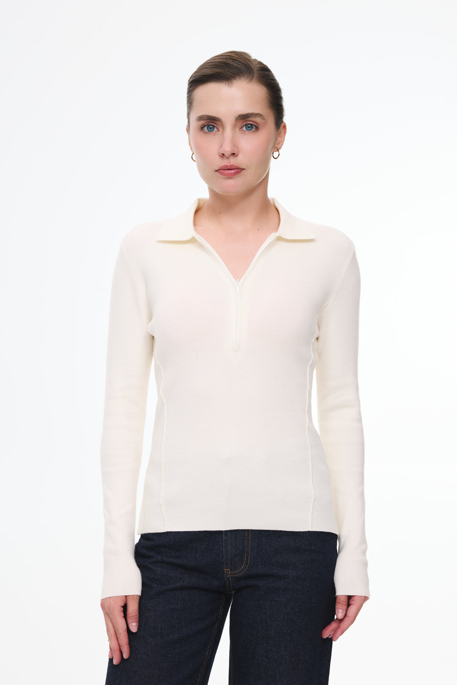Quarter-Zip Sweater, Milk