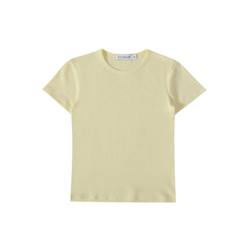 Yellow Ribbed Crop T-shirt