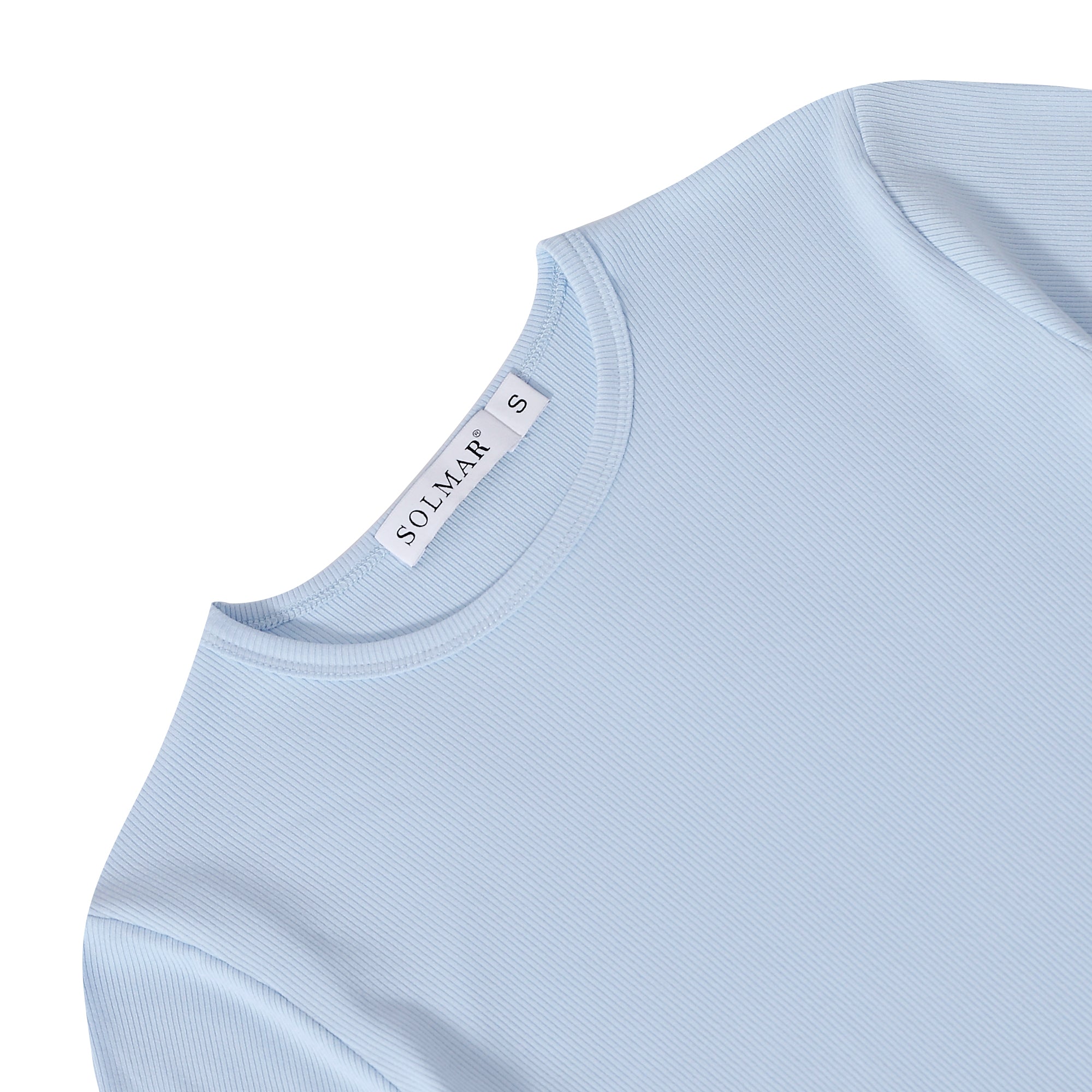 Blue Ribbed Crop T-shirt