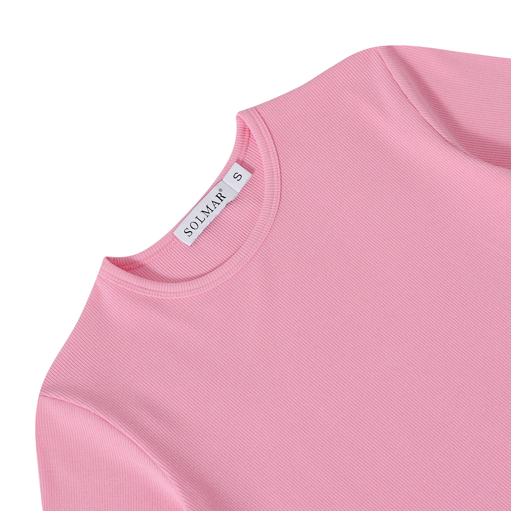 Pink Ribbed Crop T-shirt