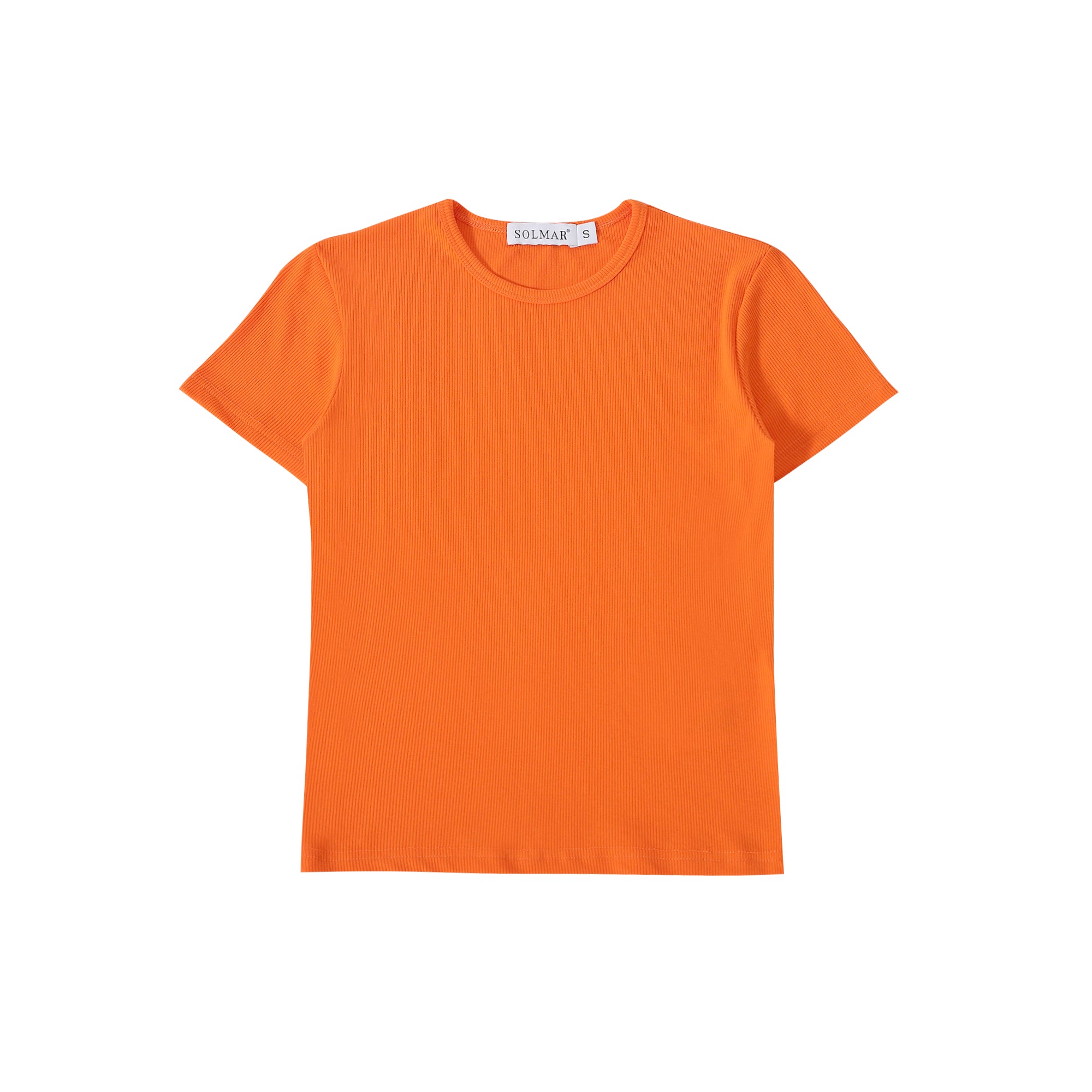 Orange Ribbed Crop T-shirt