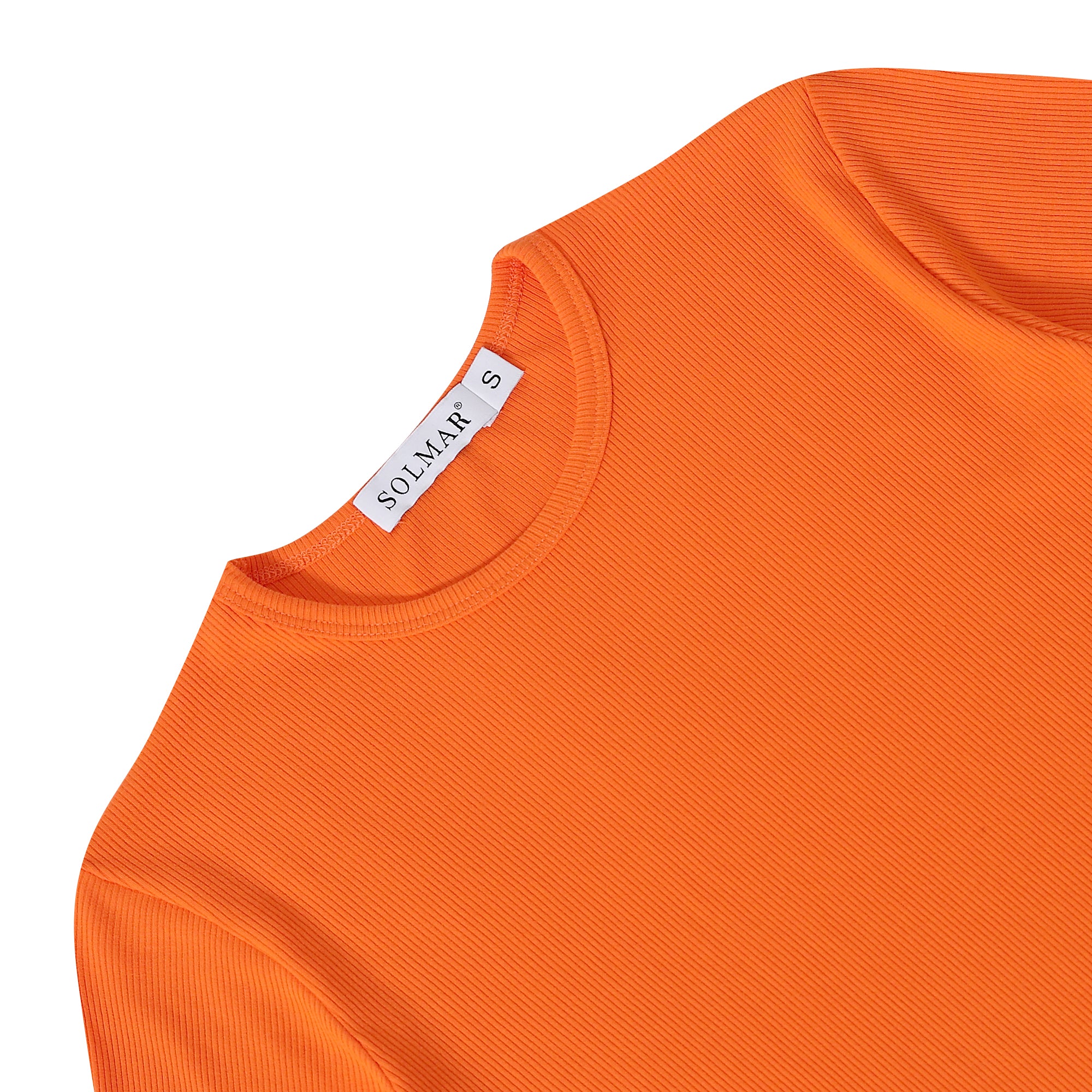 Orange Ribbed Crop T-shirt