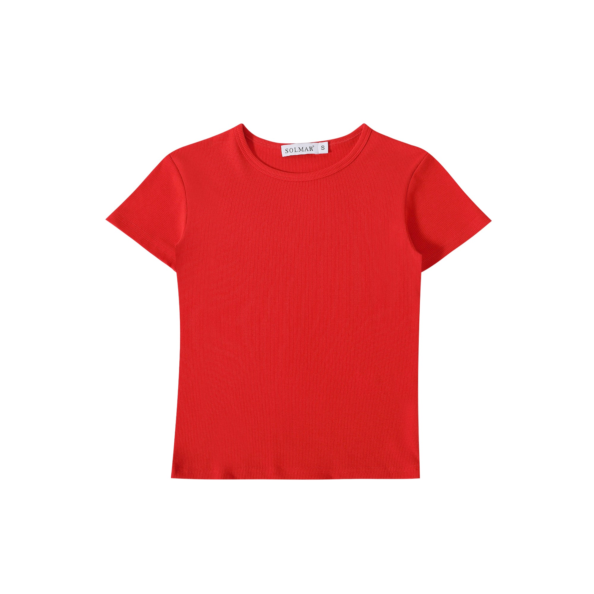 Red Ribbed Crop T-shirt