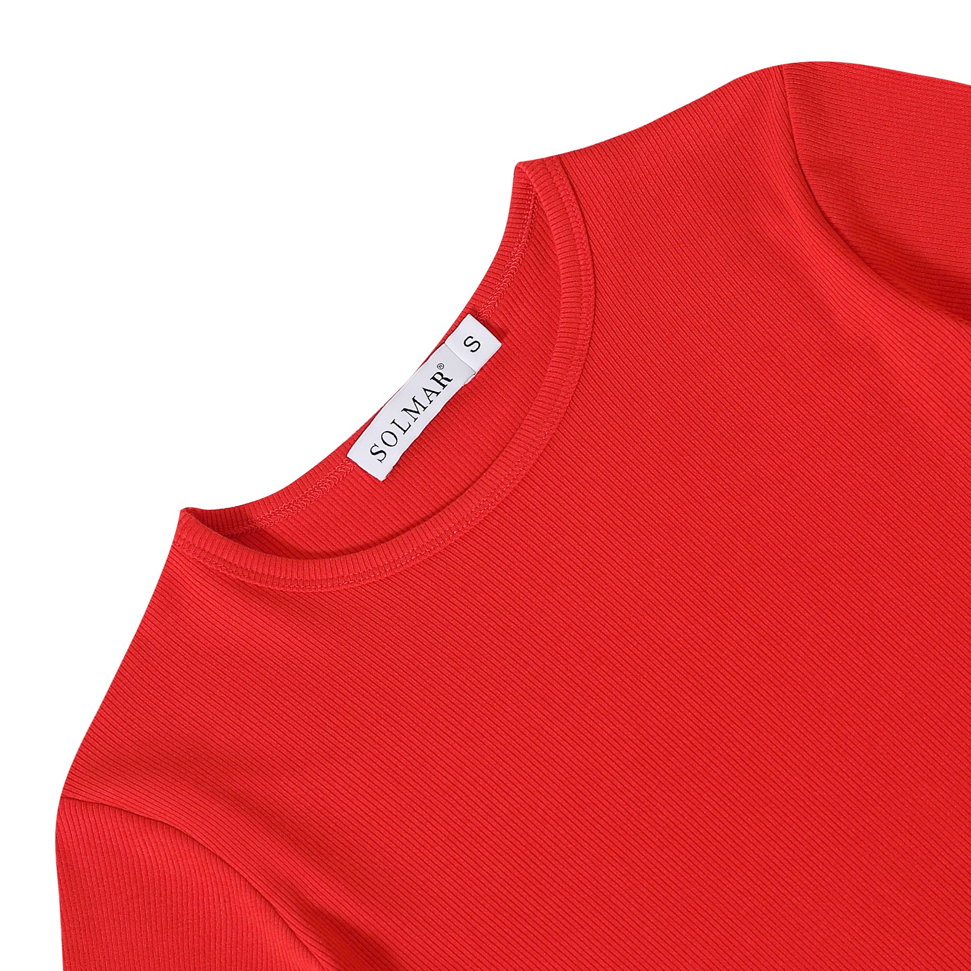Red Ribbed Crop T-shirt
