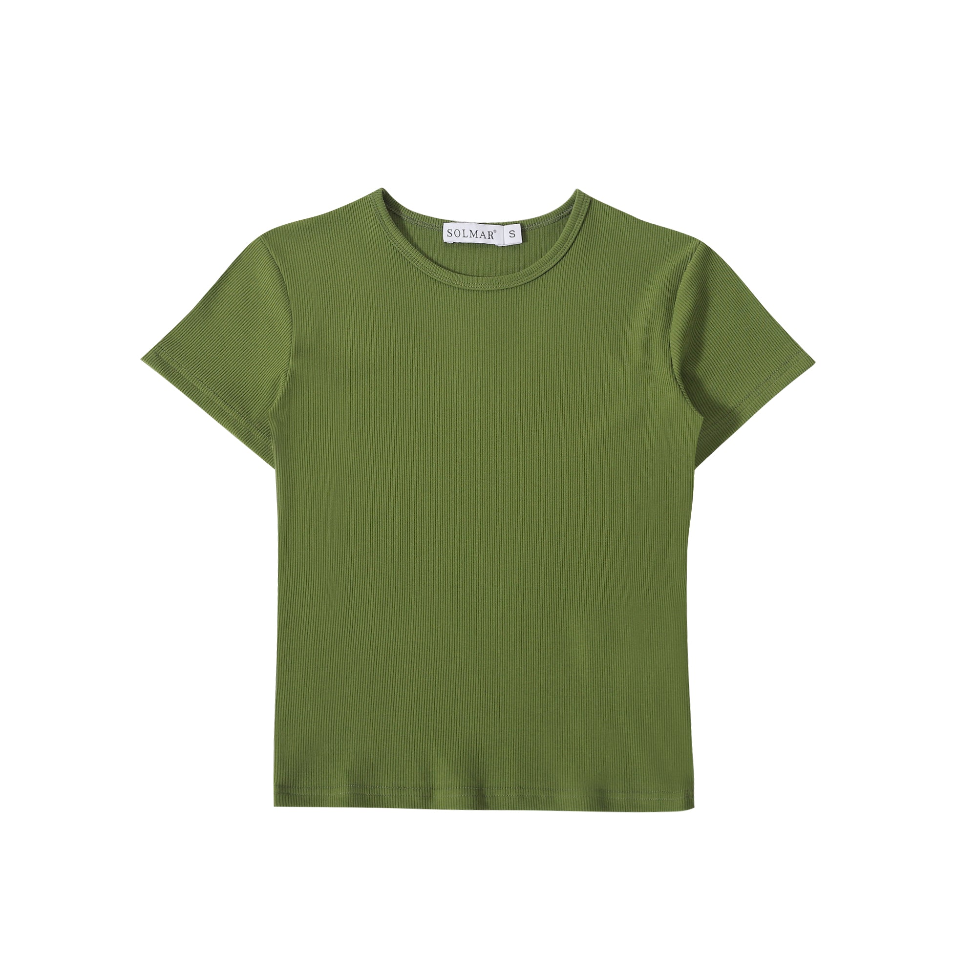 Green Ribbed Crop T-shirt