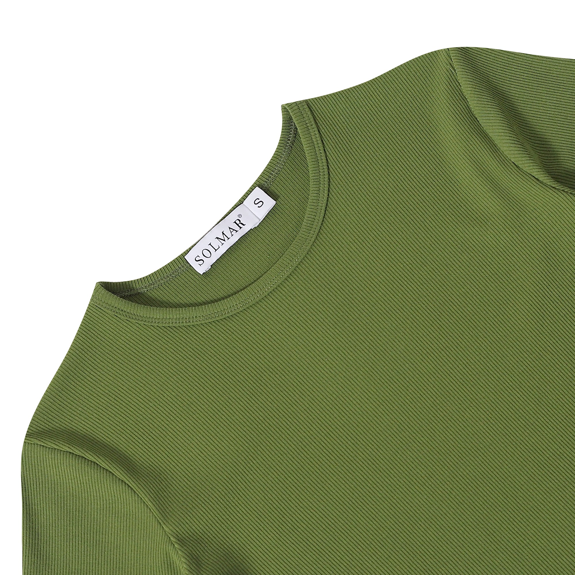Green Ribbed Crop T-shirt