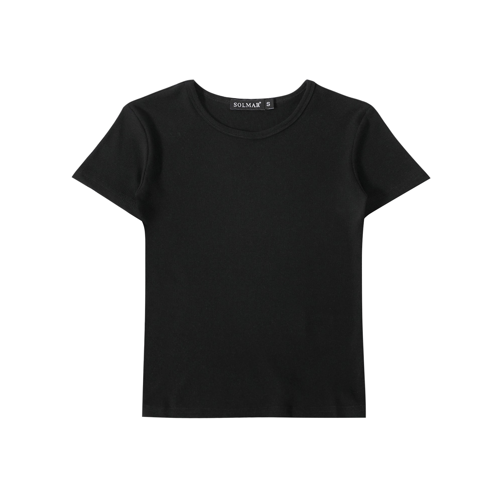 Black Ribbed Crop T-shirt