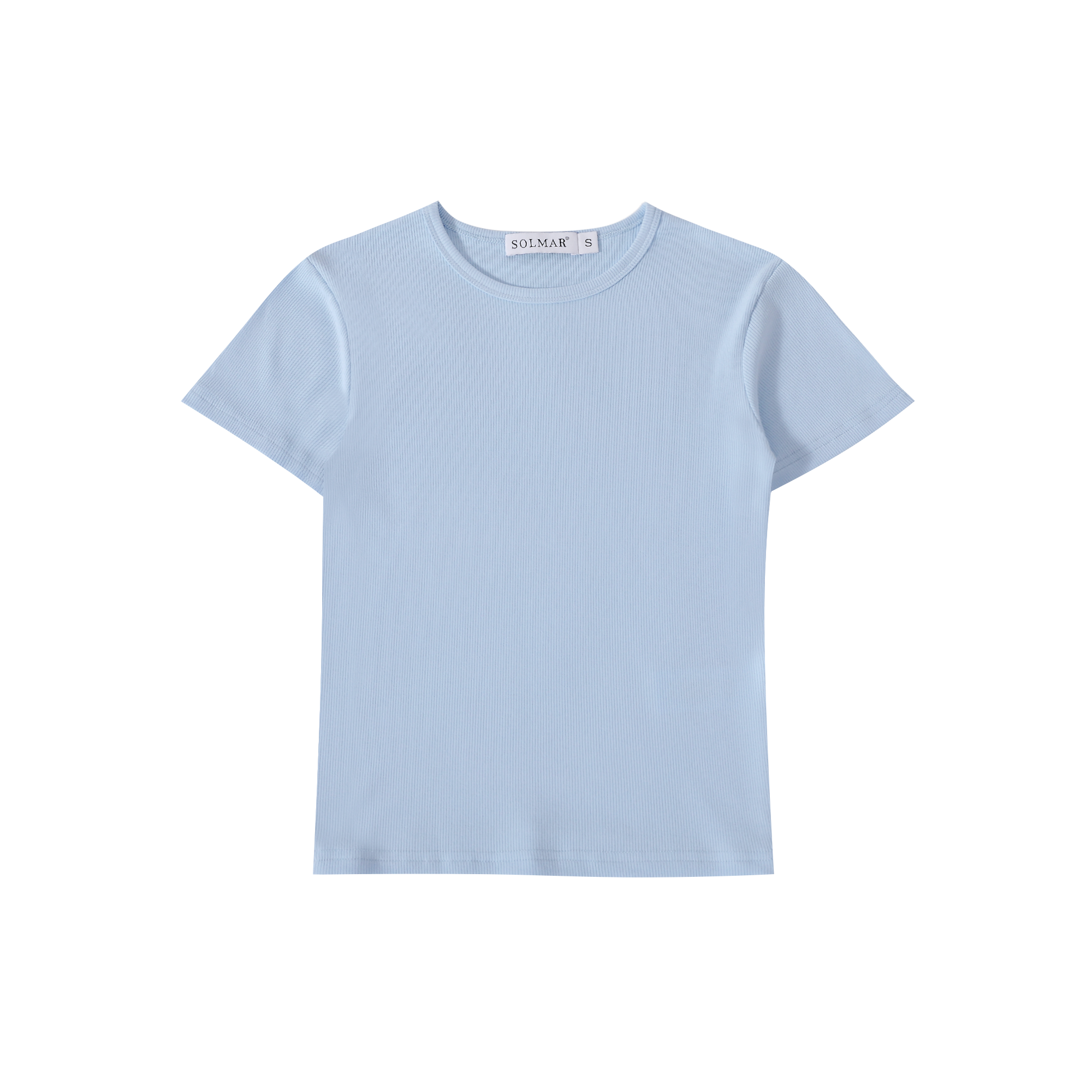 Blue Ribbed Crop T-shirt
