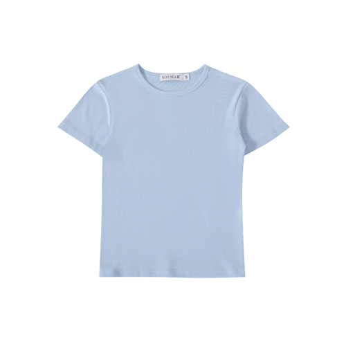 Blue Ribbed Crop T-shirt