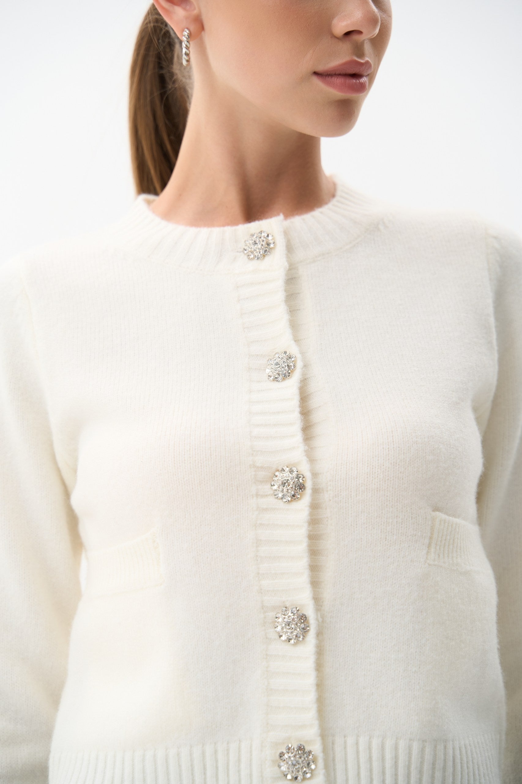 Beige Wool Knit Cardigan