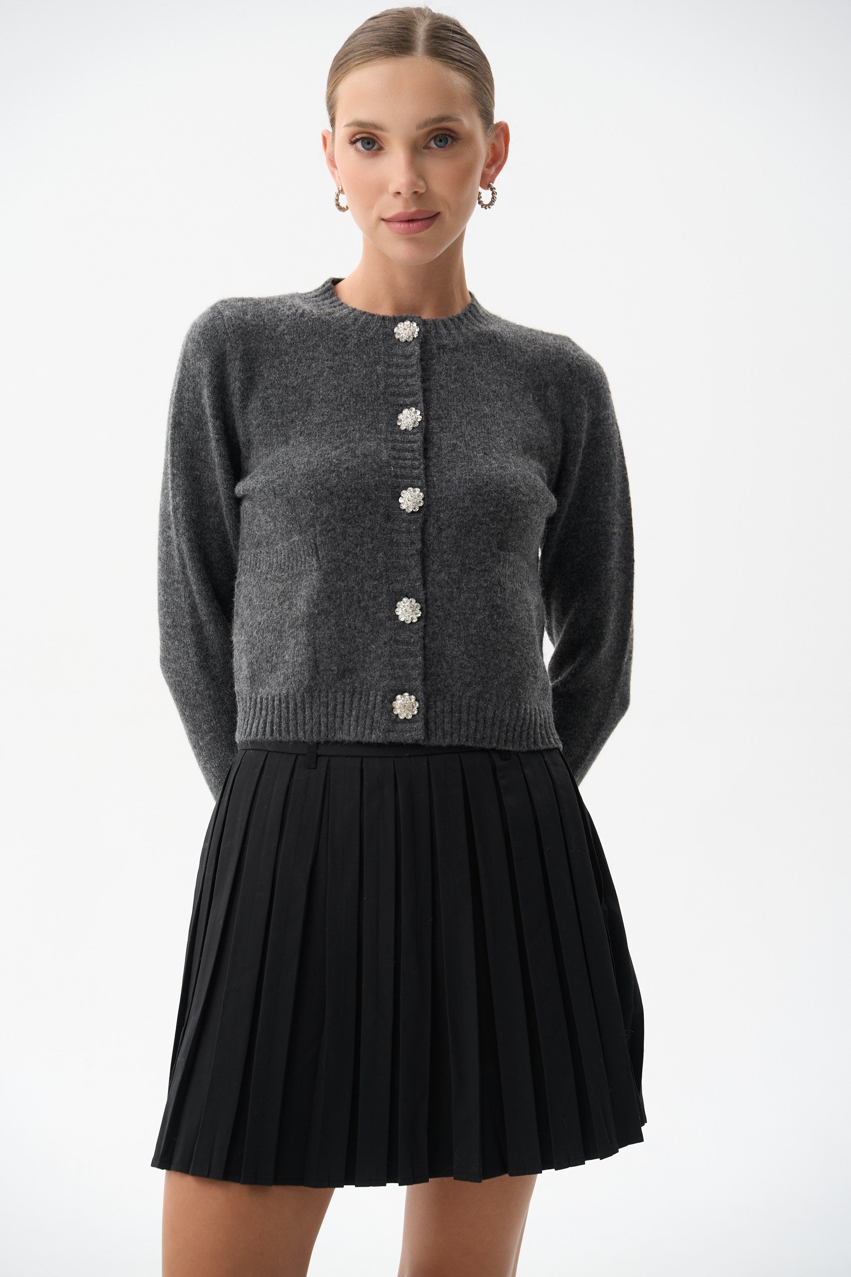 Woolen cardigan in color dark grey - SOLMAR