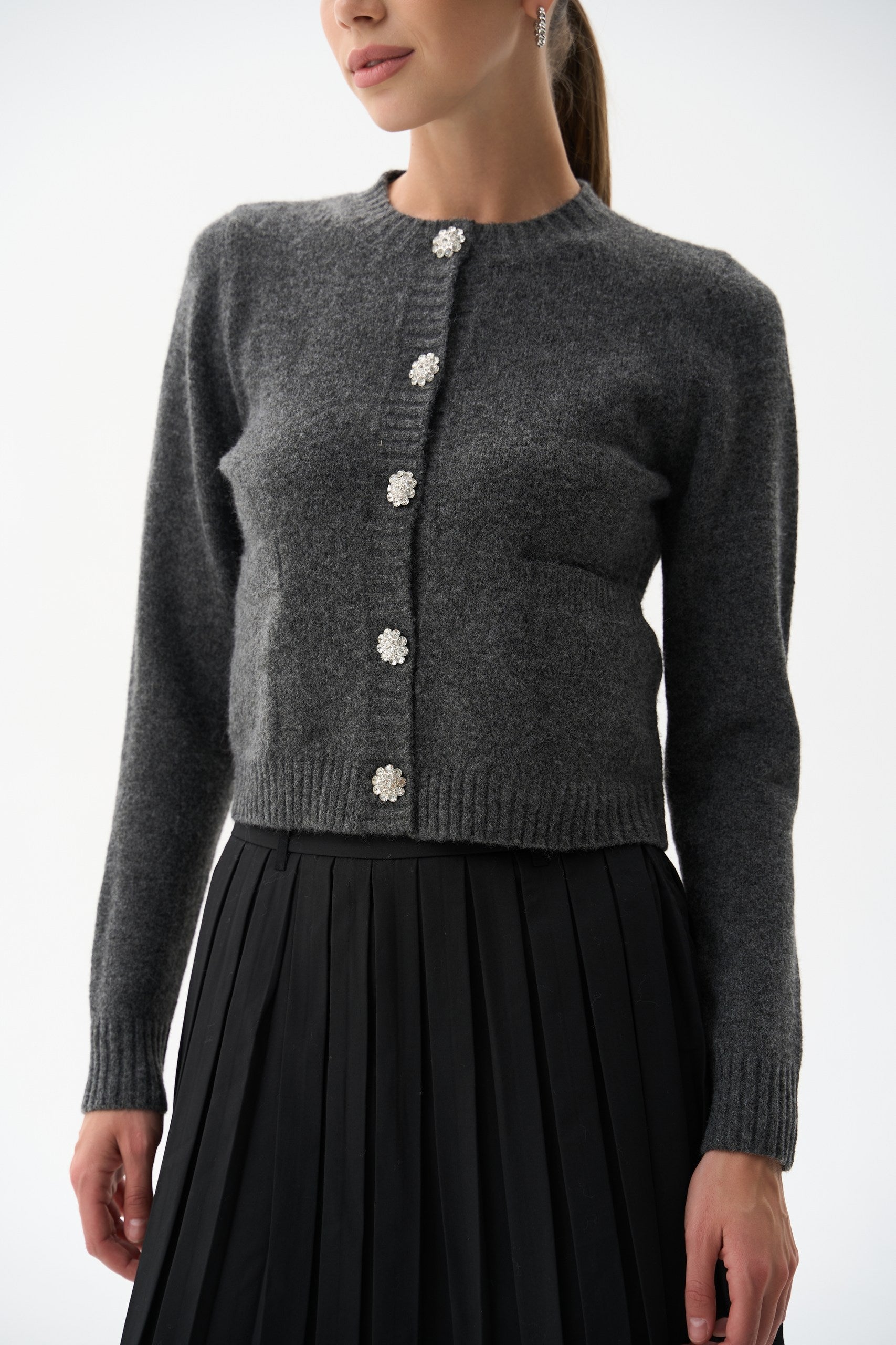 Woolen cardigan in color dark grey