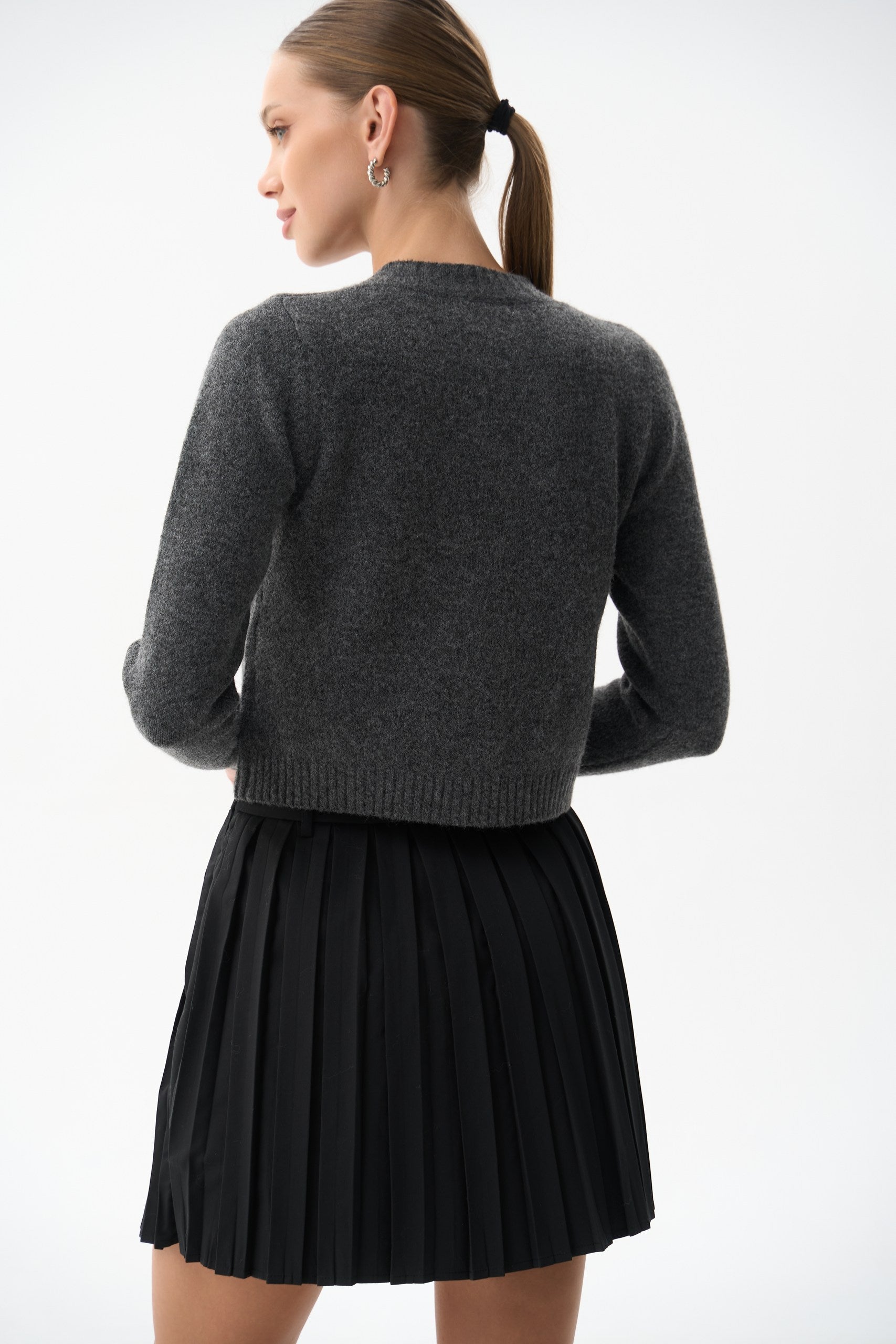 Woolen cardigan in color dark grey - SOLMAR