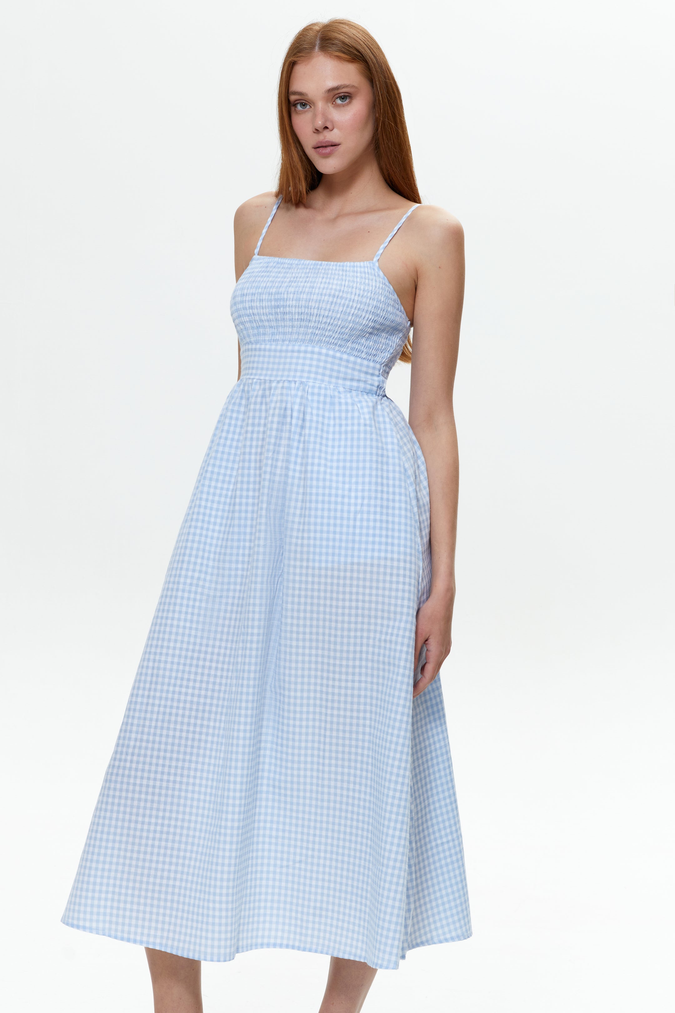 Blue Gingham Check Maxi Dress | Women`s Dresses by SOLMAR Blue Gingham Check Maxi Dress | Women`s Dresses by SOLMAR