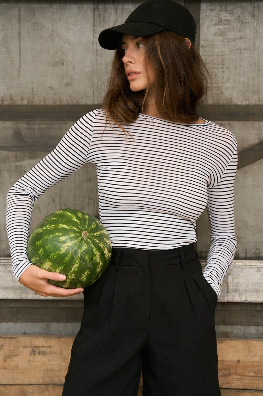 White longsleeve with black stripes