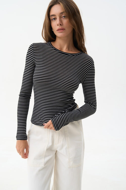 Black longsleeve with white stripes - SOLMAR