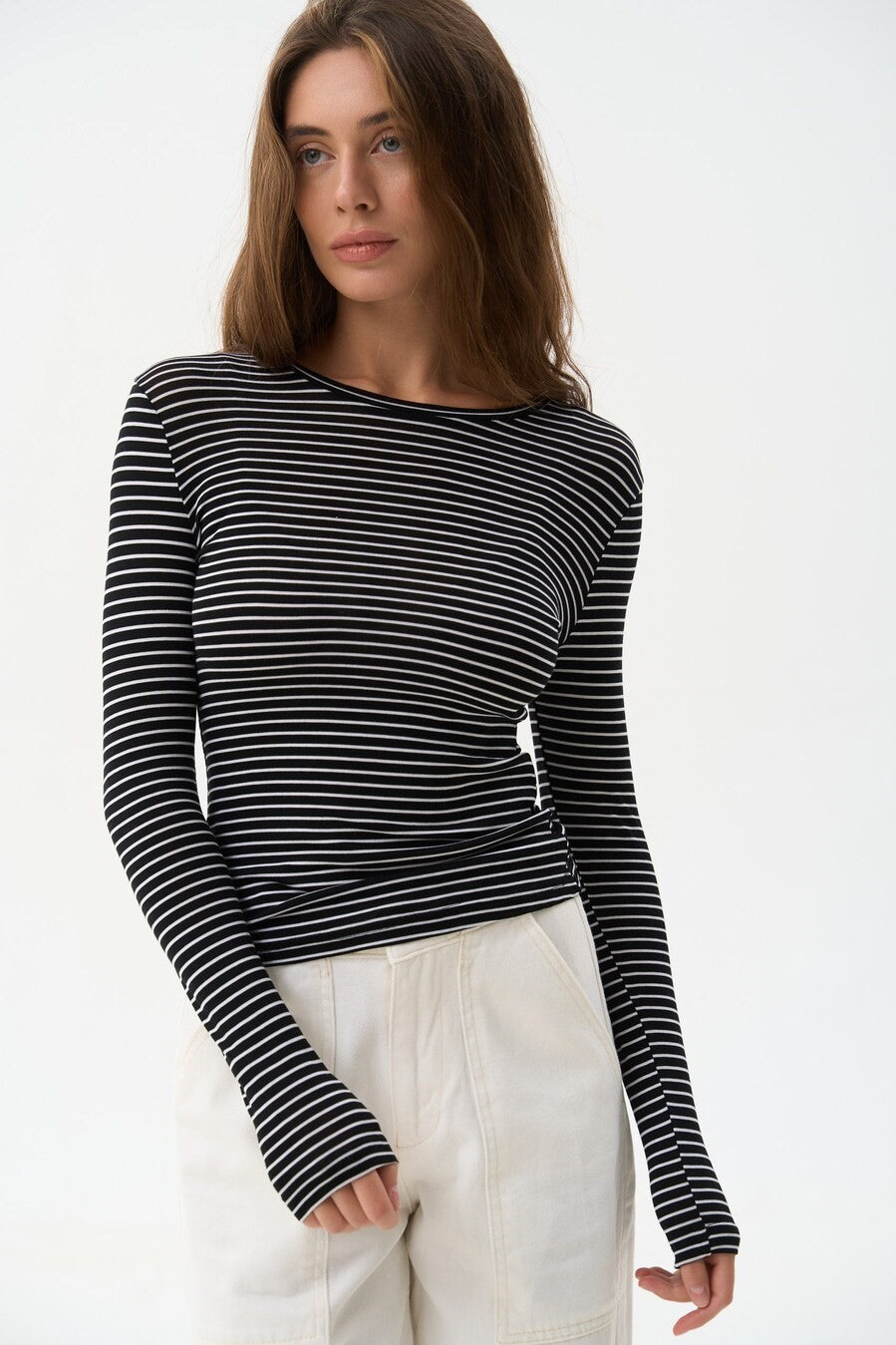 Black longsleeve with white stripes