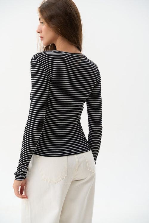 Black longsleeve with white stripes - SOLMAR