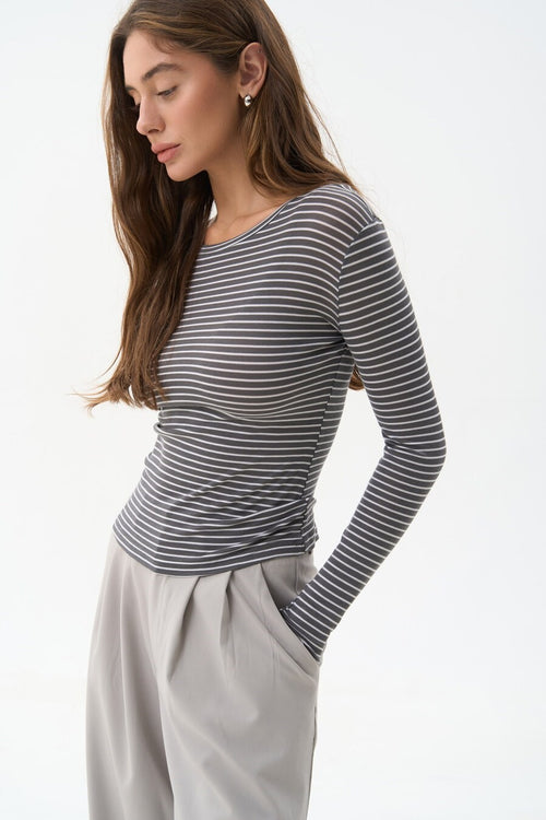 Grey longsleeve with white stripes - SOLMAR