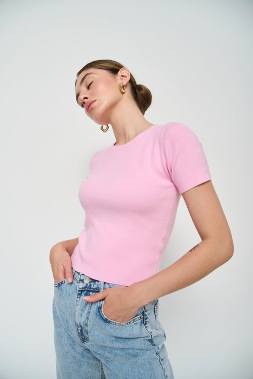 Pink Short Sleeve Sweater - SOLMAR