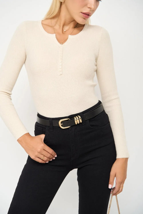 Beige Sweater with Buttons - SOLMAR