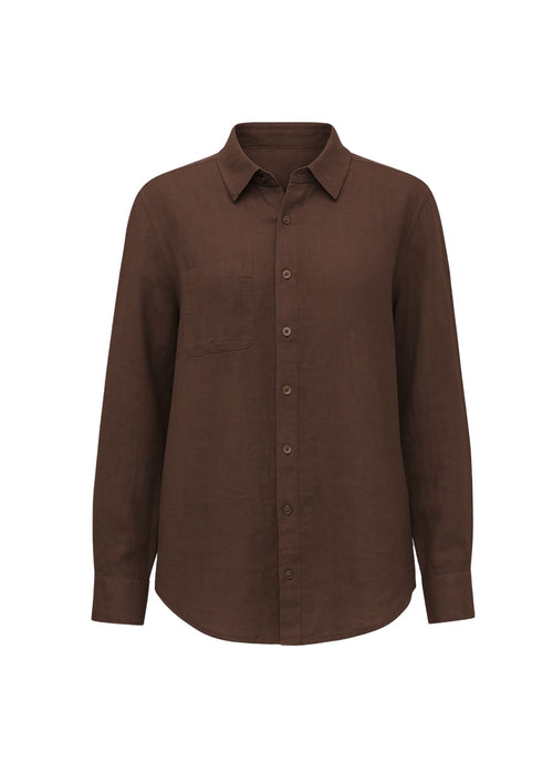 Cotton-linen blend shirt, Chocolate