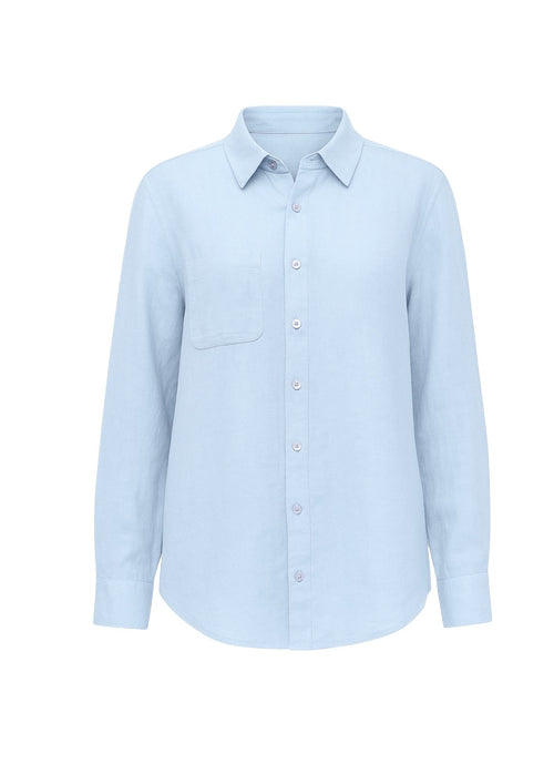 Cotton-linen blend shirt, Cloud Blue