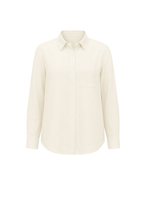 Cotton-linen blend shirt, Milk Cream