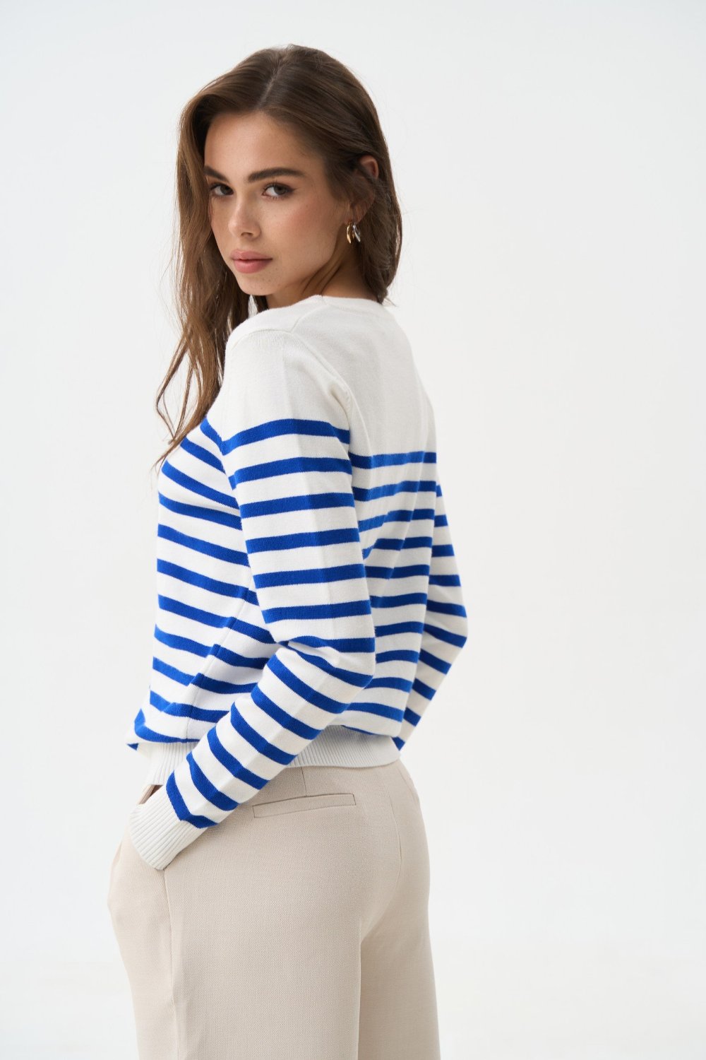 Electric Blue Striped Knit Sweater - SOLMAR