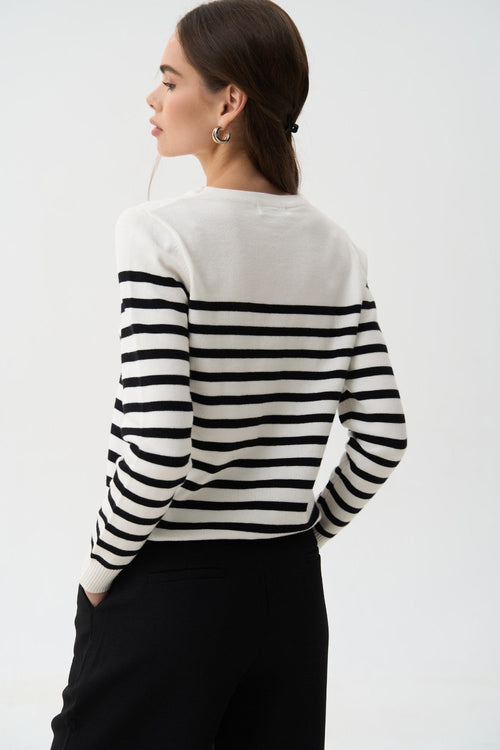 Black Striped Knit Sweater - SOLMAR