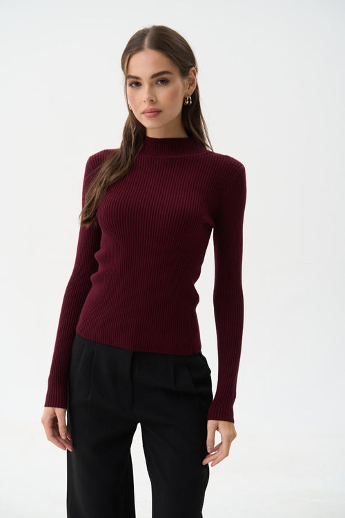 Sweater with a neck rack in color burgundy - SOLMAR