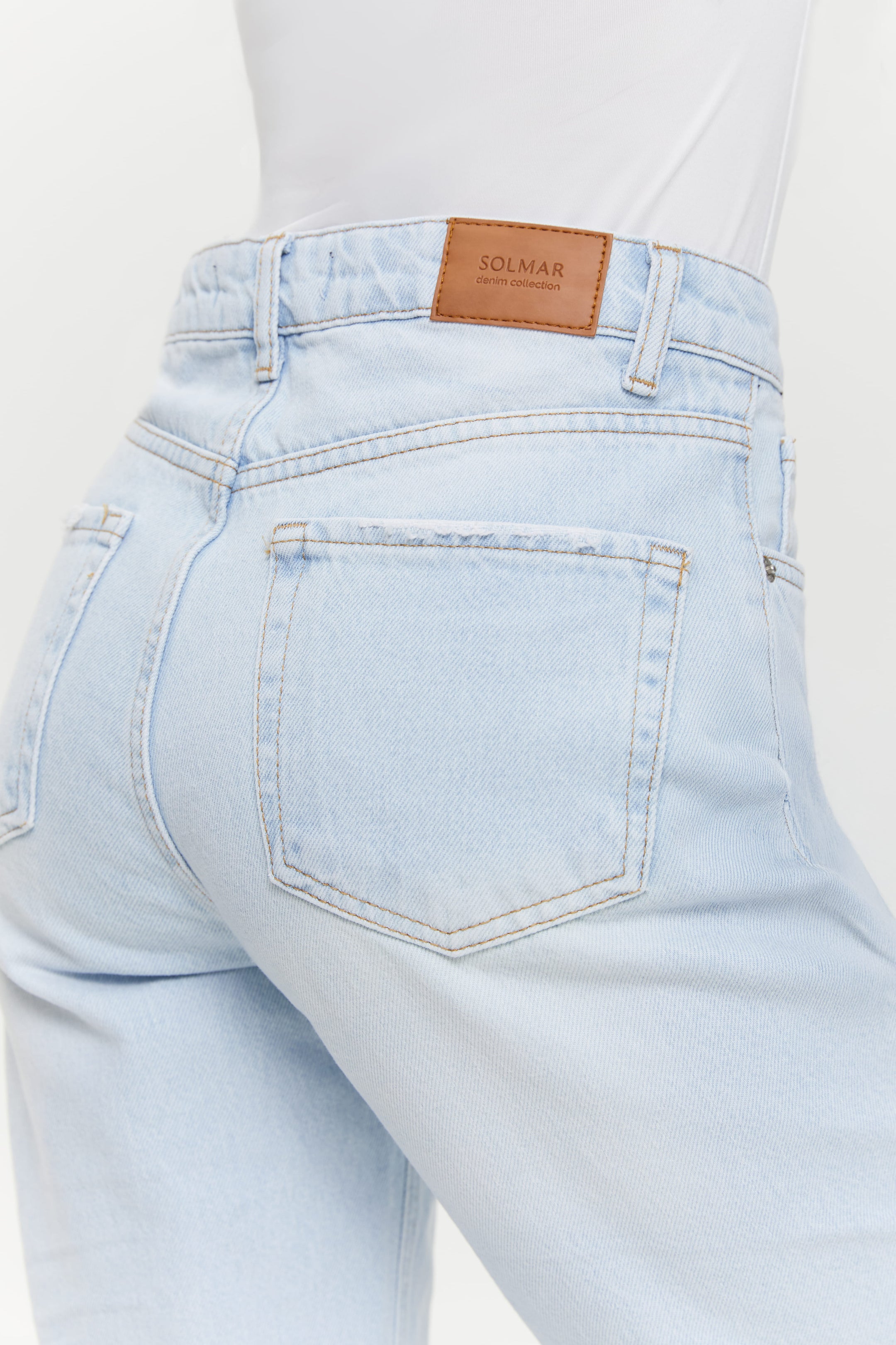 CROPPED raw hem jeans, Light blue
