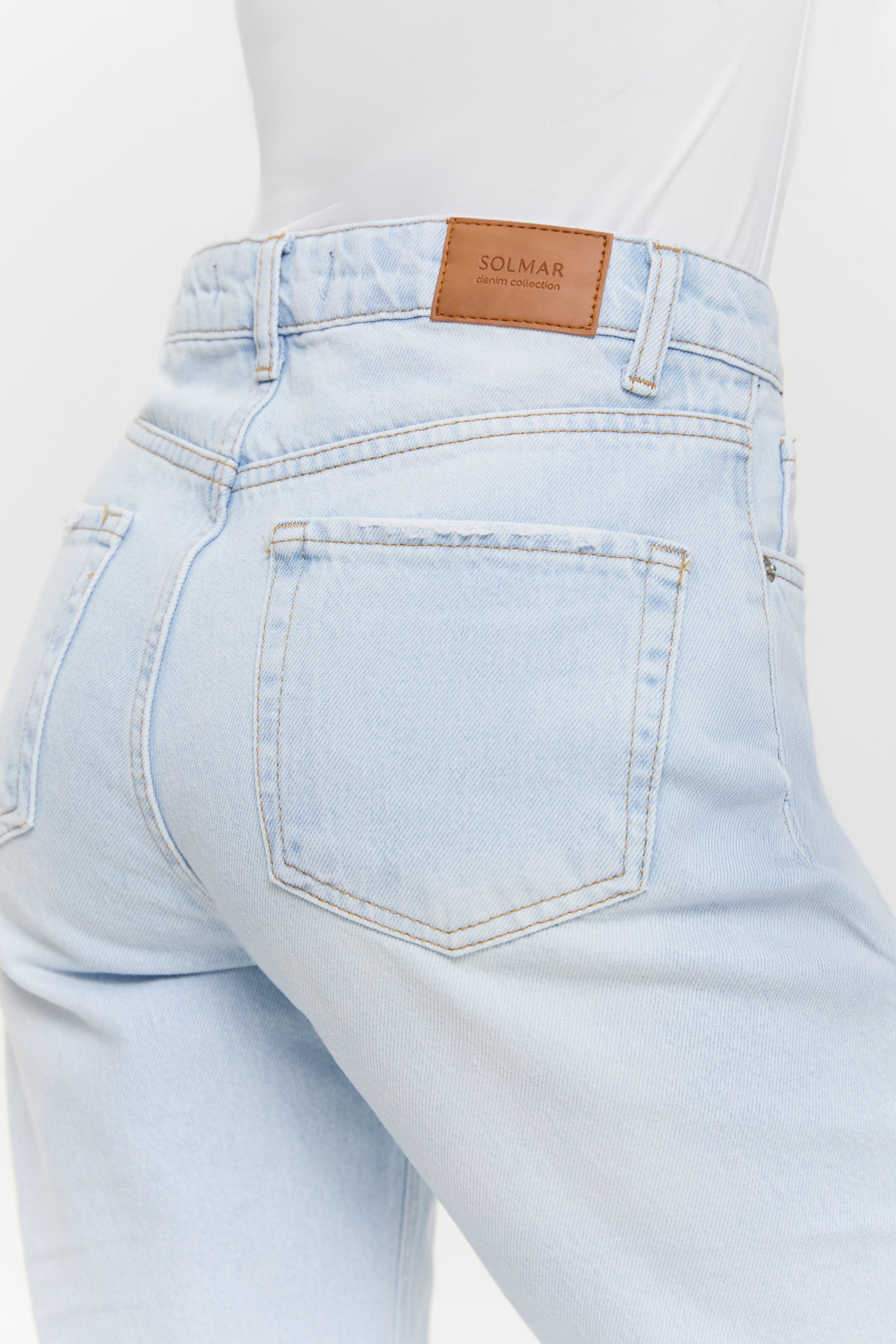 CROPPED raw hem jeans, Light blue