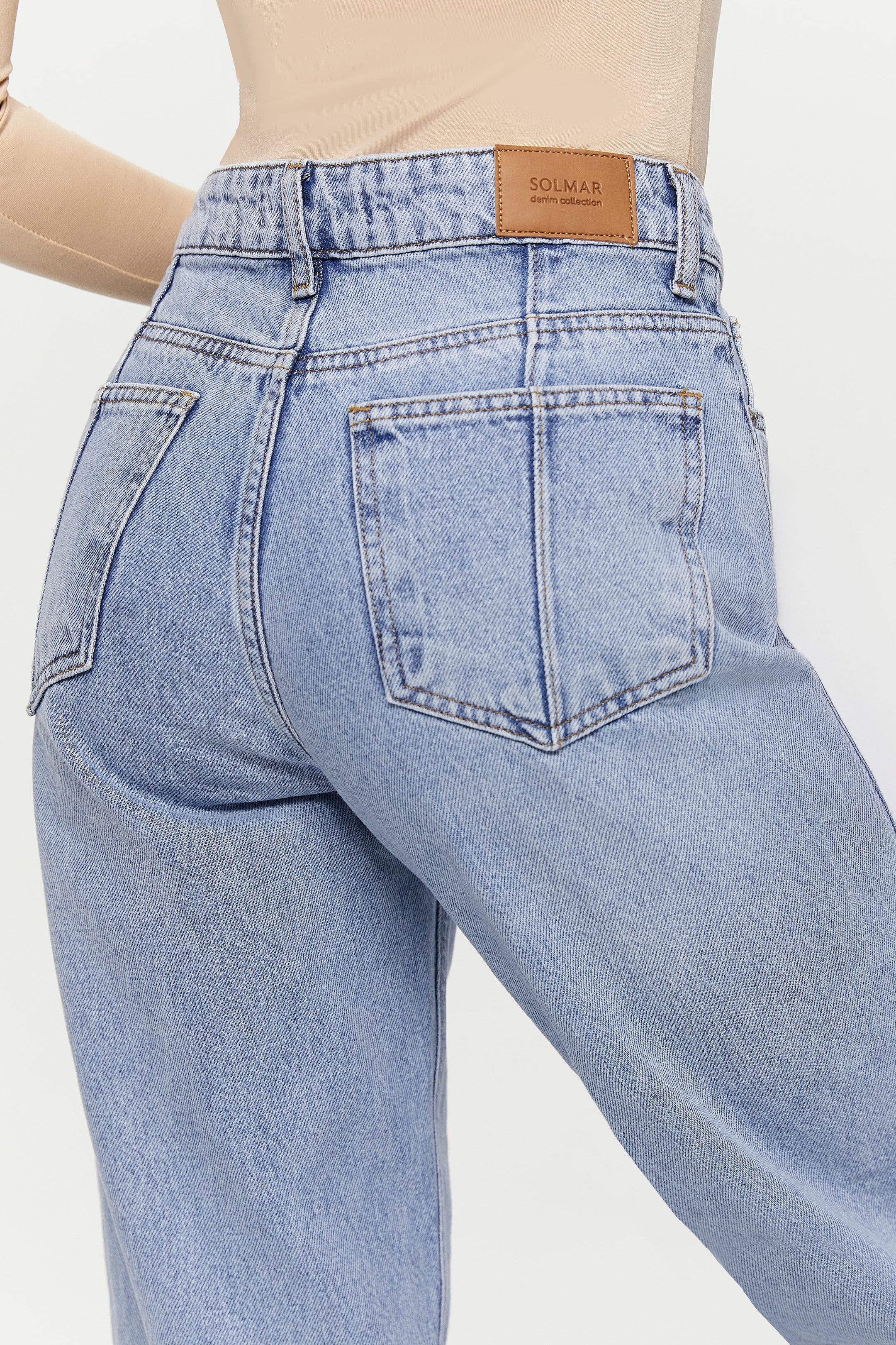 Raw hem STRAIGHT jeans, Natural Blue