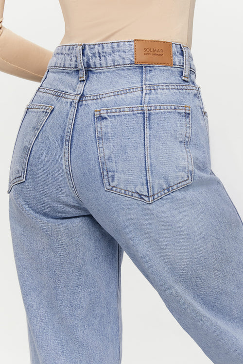 Raw hem STRAIGHT jeans, Natural Blue