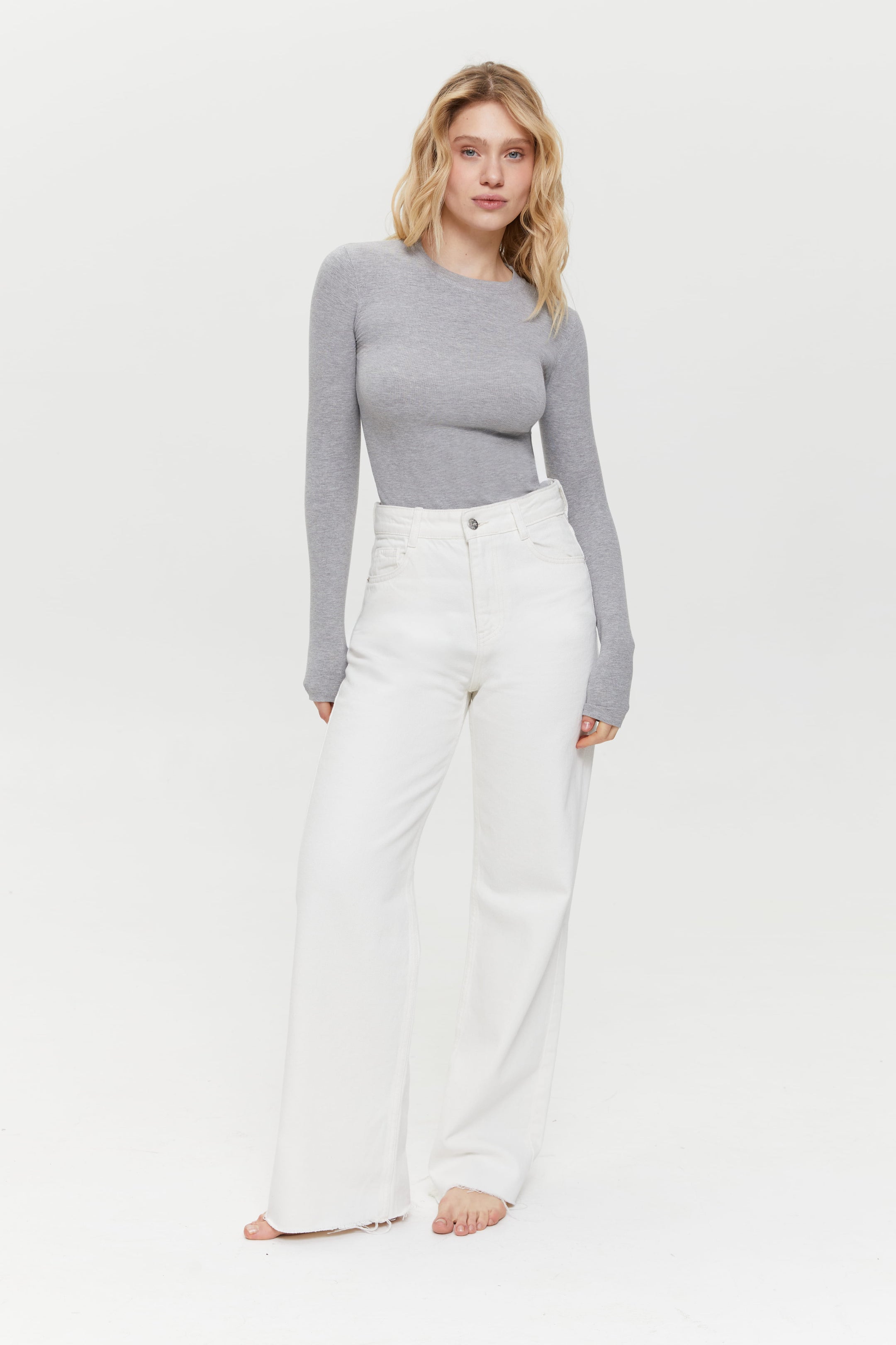 WIDE-LEG jeans, Milk