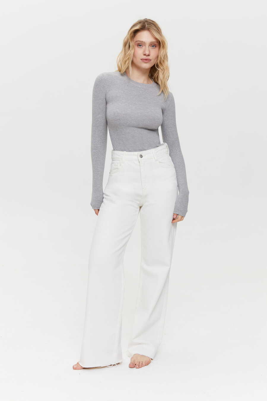 WIDE-LEG jeans, Milk