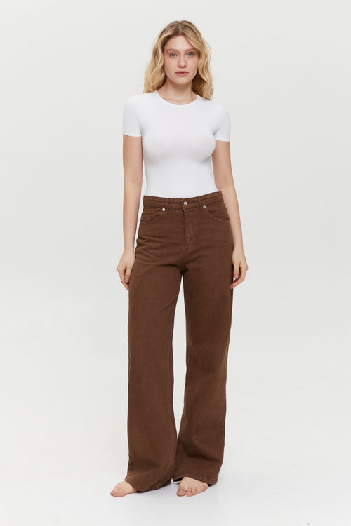 WIDE-LEG jeans, Chocolate Milk