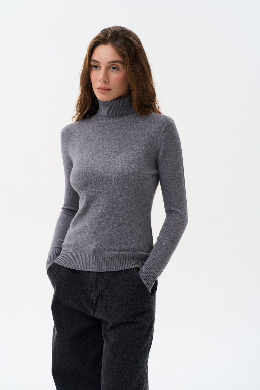 Turtleneck sweater in color grey - SOLMAR